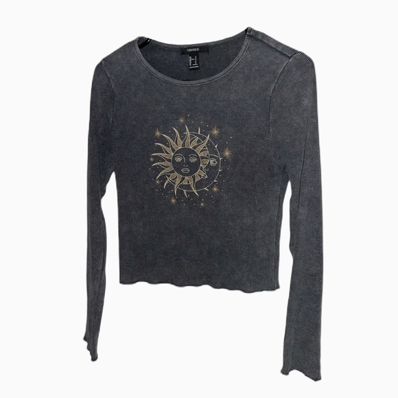 Forever 21 Sun and Moon Long Sleeve Shirt, Size S - Picture 1 of 6